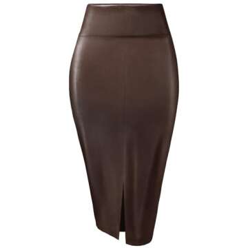 Hybrid & Company Women's Techno/Scuba Stretchy Office Pencil Skirt KSK43584 325 Brown S