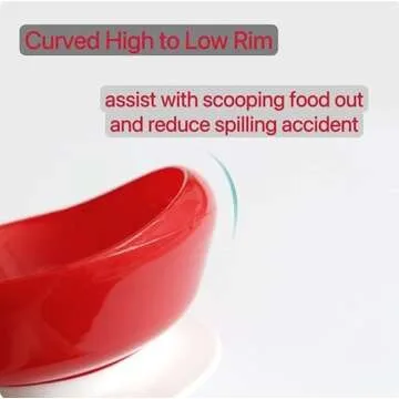 pekokavo Spill Proof 5.8" Scoop Bowl with Non-Skid Suction Base, Adaptive Self-Feeding Dinnerware for Elderly Disabled, Pack of 2 (Red Bowls)