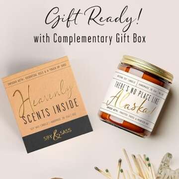 Alaska Gifts, Alaska Decor for Home - 'There's No Place Like Alaska Candle, w/Frosted Trees & Mountain Air I Alaska Souvenirs I Alaska State Gifts I 9oz Jar, 50Hr Burn, USA Made