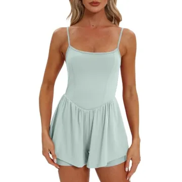 Beaully Women's Summer Sleeveless Rompers - Spaghetti Strap Dressy Jumpsuit Shorts