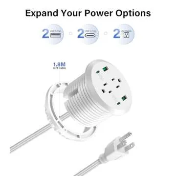Jgstkcity Desktop Power Grommet: 40W Fast Charging Station with 4 USB Ports
