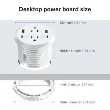 Compact Desktop Power Grommet with Fast Charging Ports