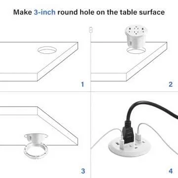 Compact Desktop Power Grommet with Fast Charging Ports