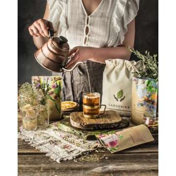 Gardenika Organic Loose Leaf Tea Sampler - Herbal Caffeine-Free Set - Ayurvedic Blend, KSA Kosher, No Natural or Artificial Flavors (5 Pack)