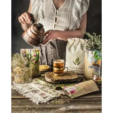 Gardenika Organic Loose Leaf Tea Sampler - Herbal Caffeine-Free Set - Ayurvedic Blend, KSA Kosher, No Natural or Artificial Flavors (5 Pack)