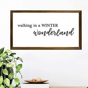 Wall Framed Wood Sign Walking in A Winter Wonderland Hanging Wall Art Positive Inspirational Quote Wood Framed Sign Family Quote Retro Wall Art Farmhouse Home Decor for Playroom 12x22in