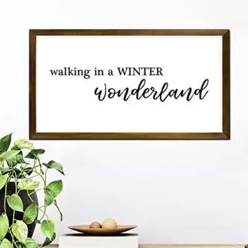 Wall Framed Wood Sign Walking in A Winter Wonderland Hanging Wall Art Positive Inspirational Quote Wood Framed Sign Family Quote Retro Wall Art Farmhouse Home Decor for Playroom 12x22in