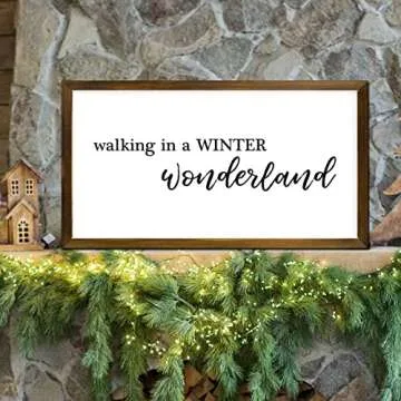 Wall Framed Wood Sign Walking in A Winter Wonderland Hanging Wall Art Positive Inspirational Quote Wood Framed Sign Family Quote Retro Wall Art Farmhouse Home Decor for Playroom 12x22in
