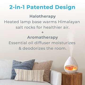 Pure Enrichment PureGlow Crystal - 2-in-1 Himalayan Salt Lamp & Ultrasonic Essential Oil Diffuser, O...
