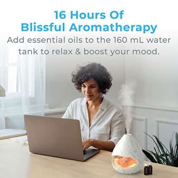 Pure Enrichment PureGlow Crystal - 2-in-1 Himalayan Salt Lamp & Ultrasonic Essential Oil Diffuser, Original Salt Therapy Lamp, 100% Pure Himalayan Salt, Ambient Glow, 160 mL 16-Hour Tank (Marble)