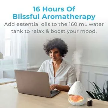 Pure Enrichment PureGlow Crystal - 2-in-1 Himalayan Salt Lamp & Ultrasonic Essential Oil Diffuser, Original Salt Therapy Lamp, 100% Pure Himalayan Salt, Ambient Glow, 160 mL 16-Hour Tank (Marble)