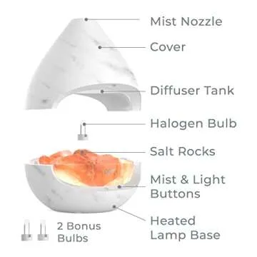 Pure Enrichment PureGlow Crystal - 2-in-1 Himalayan Salt Lamp & Ultrasonic Essential Oil Diffuser, Original Salt Therapy Lamp, 100% Pure Himalayan Salt, Ambient Glow, 160 mL 16-Hour Tank (Marble)