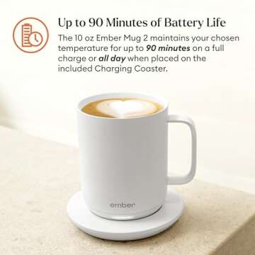 Ember Temperature Control Smart Mug 2, 10 Oz, App-Controlled Heated Coffee Mug with 80 Min Battery Life and Improved Design, White (Renewed)