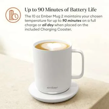Ember Temperature Control Smart Mug 2, 10 Oz, App-Controlled Heated Coffee Mug with 80 Min Battery Life and Improved Design, White (Renewed)