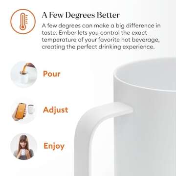 Ember Temperature Control Smart Mug 2, 10 Oz, App-Controlled Heated Coffee Mug with 80 Min Battery Life and Improved Design, White (Renewed)