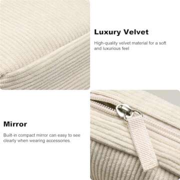 KOTORA 2 Pcs Corduroy Makeup Bag for Purse,Preppy Makeup Bags Travel Accessories,Small Makeup Bag with Zipper Makeup Bag Organizer Preppy Stuff,Coin Purse Essetnals Gifts for Women