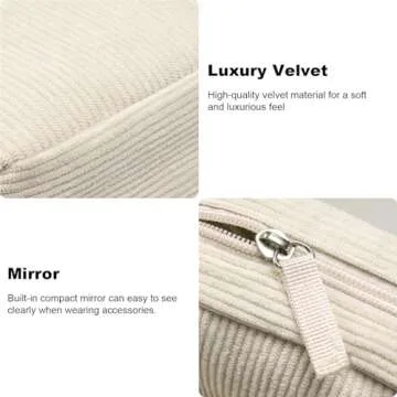 KOTORA 2 Pcs Corduroy Makeup Bag for Purse,Preppy Makeup Bags Travel Accessories,Small Makeup Bag with Zipper Makeup Bag Organizer Preppy Stuff,Coin Purse Essetnals Gifts for Women
