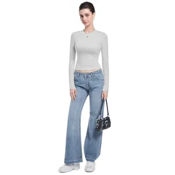 Abonlen Women's Long Sleeve Crop Tops - Y2K Fashion