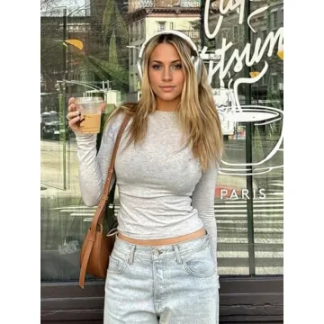 Abonlen Women's Long Sleeve Crop Tops - Y2K Fashion