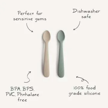 mushie Silicone Baby Feeding Spoons | 2 Pack (Powder Blue)