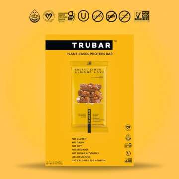 TRUBAR Vegan Protein Bar, Saltylicious Almond Love, 12CT