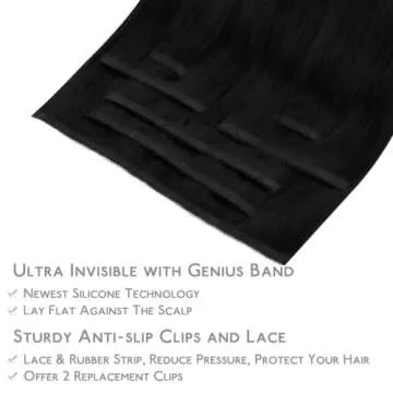 WENNALIFE Genius Seamless Clip in Hair Extensions Human Hair 7pcs Ultra Invisible 50% Thinner Seamless Hair Extensions Clip In Jet Black Hair Extensions Real Human Hair
