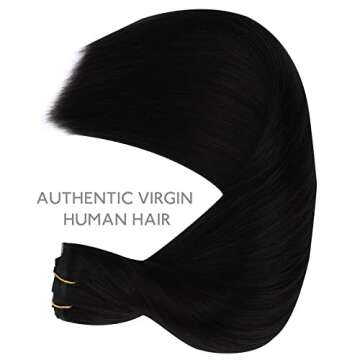WENNALIFE Genius Seamless Clip in Hair Extensions Human Hair 7pcs Ultra Invisible 50% Thinner Seamless Hair Extensions Clip In Jet Black Hair Extensions Real Human Hair