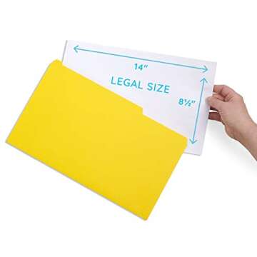 Blue Summit Supplies Colored File Folders Legal Size, 1/3 Cut Tab, Great for Organizing and Easy File Storage, 100 Per Box