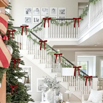 Red Velvet Christmas Bows Set of 12 with Gold Ties