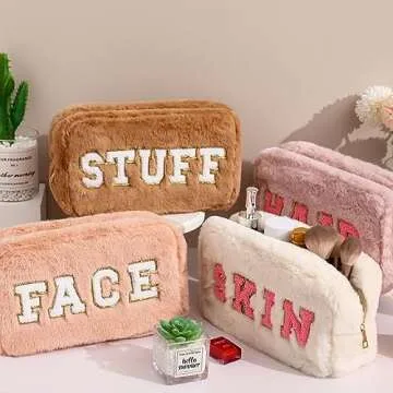 Paterr 4 Piece Chenille Makeup Bag Set for Women