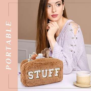 Paterr 4 Piece Chenille Makeup Bag Set for Women