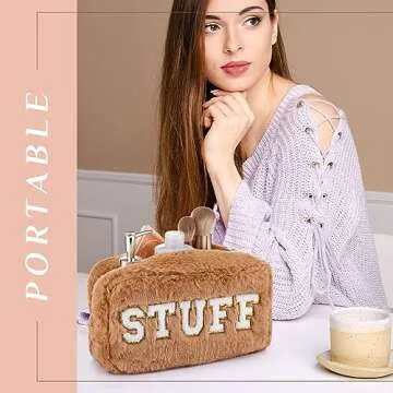 Paterr 4 Piece Chenille Makeup Bag Set for Women