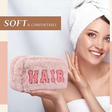 Paterr 4 Piece Chenille Makeup Bag Set for Women