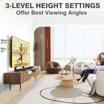 TAVR Adjustable Universal Table Top TV Stand for 27-65 Inch TVs, Holds 88 lbs
