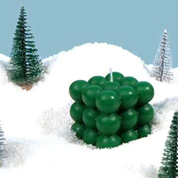 Loftern Green Pine Scented Bubble Candle - Handmade, Natural Soy Wax Based, Uniquely Aesthetic Shaped Candles - Decorative Candles for Home Decor, Velas Aromaticas