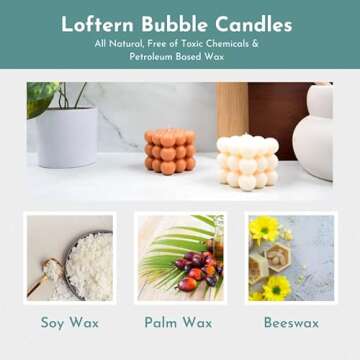 Loftern Green Pine Scented Bubble Candle - Handmade, Natural Soy Wax Based, Uniquely Aesthetic Shaped Candles - Decorative Candles for Home Decor, Velas Aromaticas