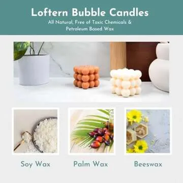 Loftern Green Pine Scented Bubble Candle - Handmade, Natural Soy Wax Based, Uniquely Aesthetic Shaped Candles - Decorative Candles for Home Decor, Velas Aromaticas