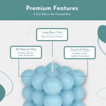 Loftern Green Pine Scented Bubble Candle - Handmade, Natural Soy Wax Based, Uniquely Aesthetic Shaped Candles - Decorative Candles for Home Decor, Velas Aromaticas