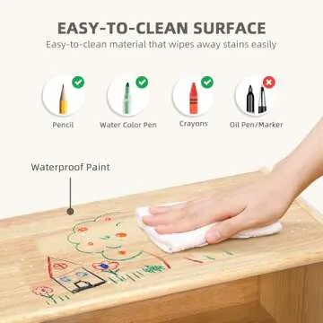 OOOK Rubber Wood 5-Compartment Montessori Shelf, 43.3" L, 2-Tier Toy Organizers and Storage, Wooden Storage Cabinet for Kids Room, Playroom, Nursery, Classroom, Kindergarten