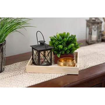 Wooden Living - Wood Tray/Wooden Trays | Square Serving Boxes with Handles - Unfinished & Small | for Montessori Materials, Crafts to Paint, Kids, Decor, Shelf, Activity (10.5 x 10.5 x 1.5, Pack of 2)