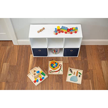 Wooden Living - Wood Tray/Wooden Trays | Square Serving Boxes with Handles - Unfinished & Small | for Montessori Materials, Crafts to Paint, Kids, Decor, Shelf, Activity (10.5 x 10.5 x 1.5, Pack of 2)