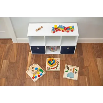 Wooden Living - Wood Tray/Wooden Trays | Square Serving Boxes with Handles - Unfinished & Small | for Montessori Materials, Crafts to Paint, Kids, Decor, Shelf, Activity (10.5 x 10.5 x 1.5, Pack of 2)