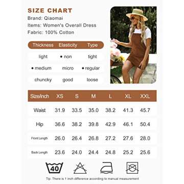Qiaomai Women's Cute Corduroy Jumper Pinafore Adjustable Straps Bib Overall Mini Dress (Brown-XXL)