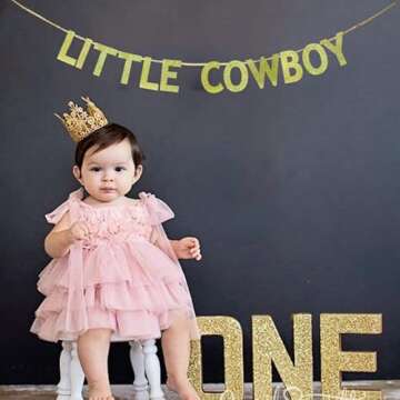 TENNYCHAOR Little Cowboy Banner,Cowboy Theme Little Boy Birthday/Baby Shower/Gender Reveal Party Decorations.