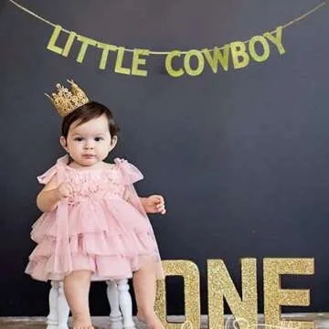 TENNYCHAOR Little Cowboy Banner,Cowboy Theme Little Boy Birthday/Baby Shower/Gender Reveal Party Decorations.