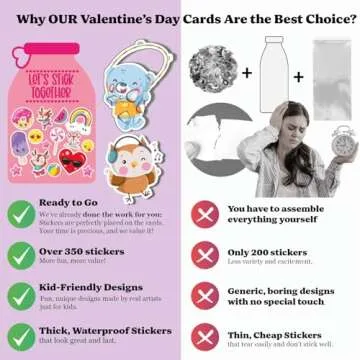 Valentine Cards with Stickers for Kids for Classroom Fun