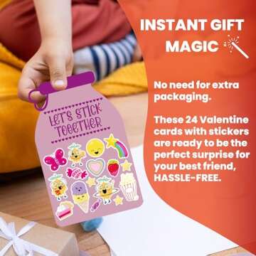Valentine Cards with Stickers for Kids for Classroom Fun