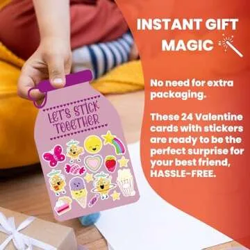 Valentine Cards with Stickers for Kids for Classroom Fun