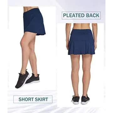 HonourSex Women Golf Skirts with Pockets Tennis Skirts with Shorts Skorts Activewear Hiking Navy M