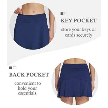 HonourSex Women Golf Skirts with Pockets Tennis Skirts with Shorts Skorts Activewear Hiking Navy M